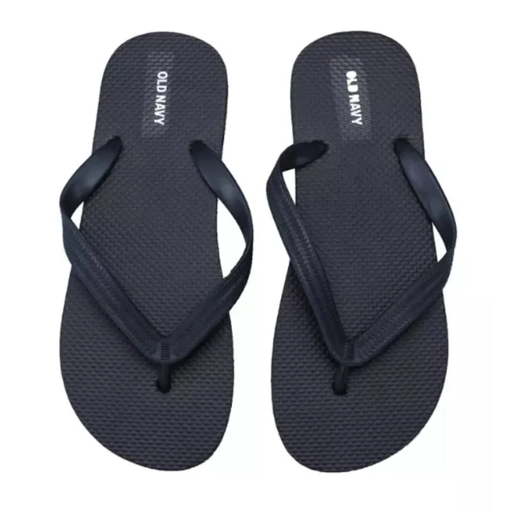Old Navy Boys Milk Black Slip On Ankle Strap Flip Flop Flat Sandal Size 2/3